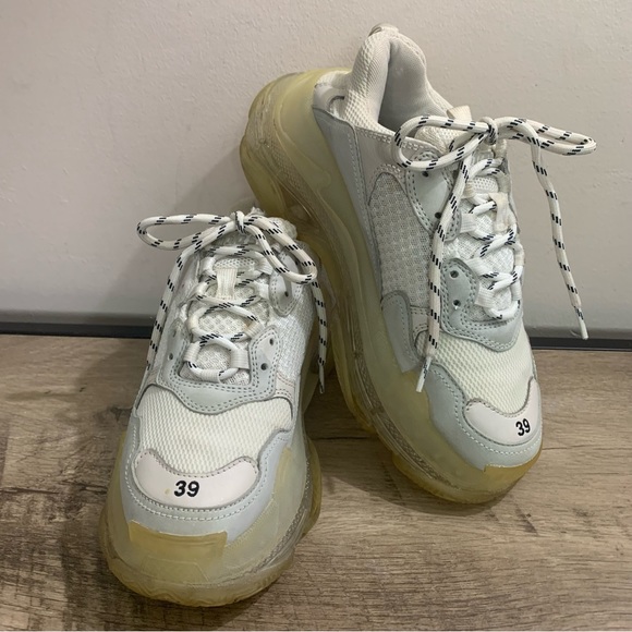 Men's Women's BALENCIAGA White TRIPLE S Clear PLATFORM Designer SNEAKERS M 6 - Picture 3 of 6